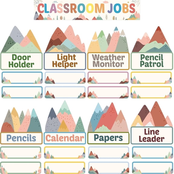 Classroom Jobs Bulletin Board Set 45 Pcs Classroom Moving Mountains Bulletin Boards Cutouts Teacher's Helper Class Job Chart Name Plates Wall Decorations for Classrooms School Supplies