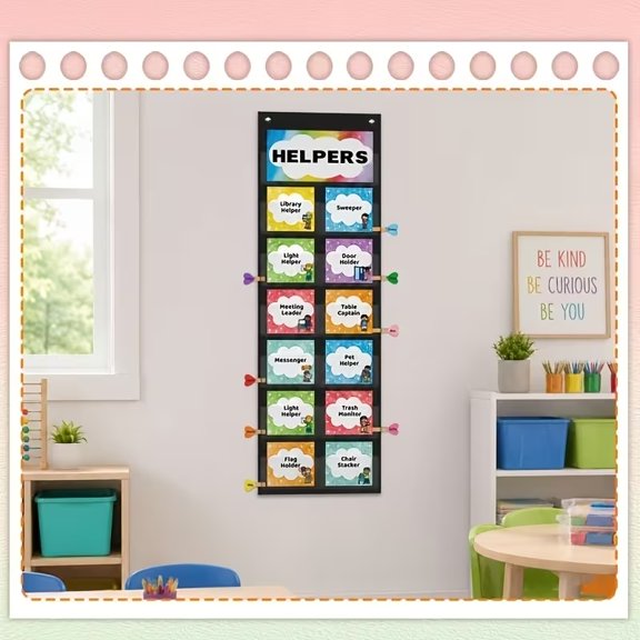 Classroom Jobs Chart with Cards, Hooks, and Clips - Effective Classroom Management Tool for Teachers