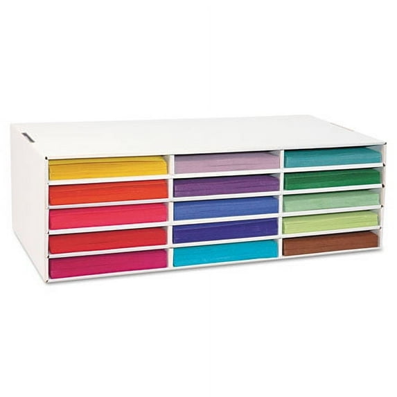 Classroom Keepers Letter-Size Construction Paper Sorter/Storage Box, 15 Sections, 29 1/4" x 12 7/8" x 9 3/8", White | Bundle of 2 Each