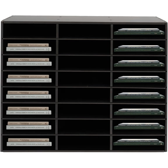Classroom Mailbox Organizer 24-Slots, Thickened PVC Panel Literature Organizer 132lb Load Capacity, Student Teacher Mailboxes Organizer for Classroom Office (Black)