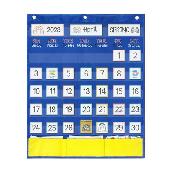 Classroom Monthly Calendar Pocket Chart with 89 Cards for Students Kids Classroom Home School Supplies