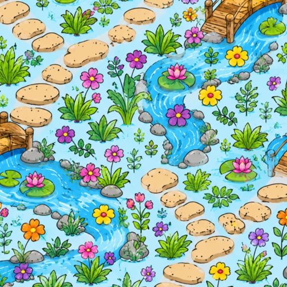 Classroom Peel and Stick Wallpaper Colorful Board Game Numbered Stones Bridges River Flowers Cartoon Wall Mural 23.6in x 9.8ft Self Adhesive Removable Wall Paper Renter Friendly Wallpaper for Bedroom