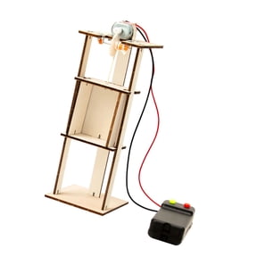 Classroom Physics Demonstration Elevator Model with Wooden Frame Lift Cabin and Hand Controller for Build and Observation Practice