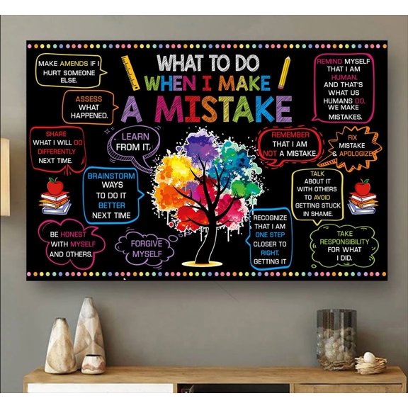 Classroom Poster What To Do When I Make A Mistake Growing Mindset Poster Unframed Paper Poster Classroom Sign Classroom Wall Decor 11 x 17 Inch Poster