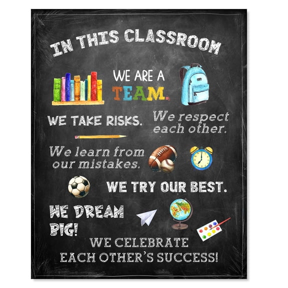 In This Classroom Print, Classroom Decoration, Inspirational Quotes for Students, Motivational Poster, Gift for Teachers, Chalkboard Wall Art, Unframed (8"X10")