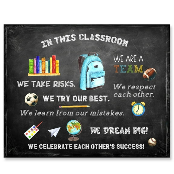 In This Classroom Print, Classroom Decoration, Inspirational Quotes for Students, Motivational Poster, Gift for Teachers, Chalkboard Wall Art, Unframed (8"x10")