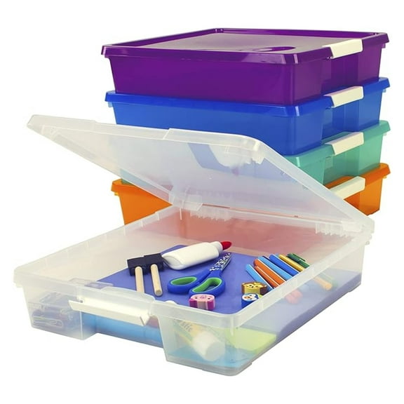 Classroom Project Box  Stacking Plastic Organizer Fits 12x12 Scrapbooking Paper, Assorted Colors, 5-Pack (63202C05C)