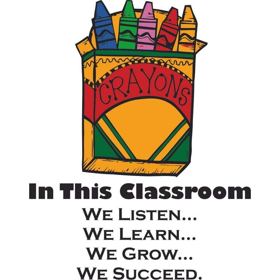 In This Classroom Quote Quotes Box of Crayons Design School Wall Decals for Classroom Decoration and Design Decals on Walls - Creative Stickers Sticker Back to School Ideas Teachers Size (30x15 inch)