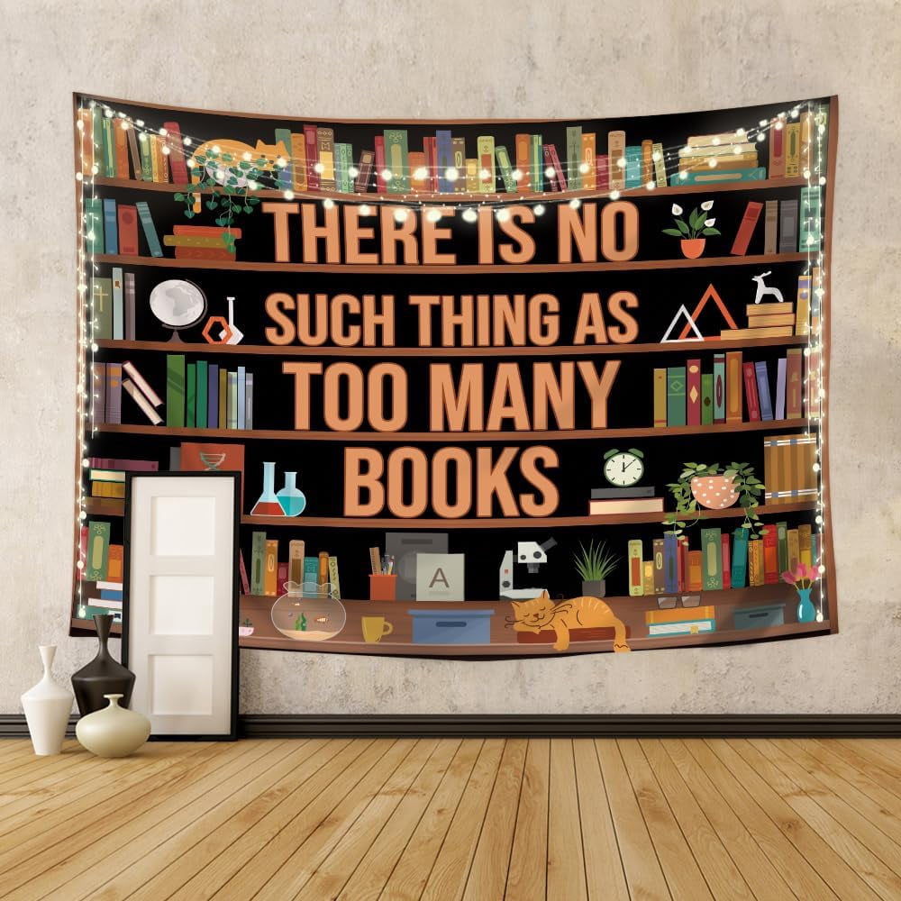 Classroom Reading Tapestry Bookshelf Book Library Vintage Educational ...