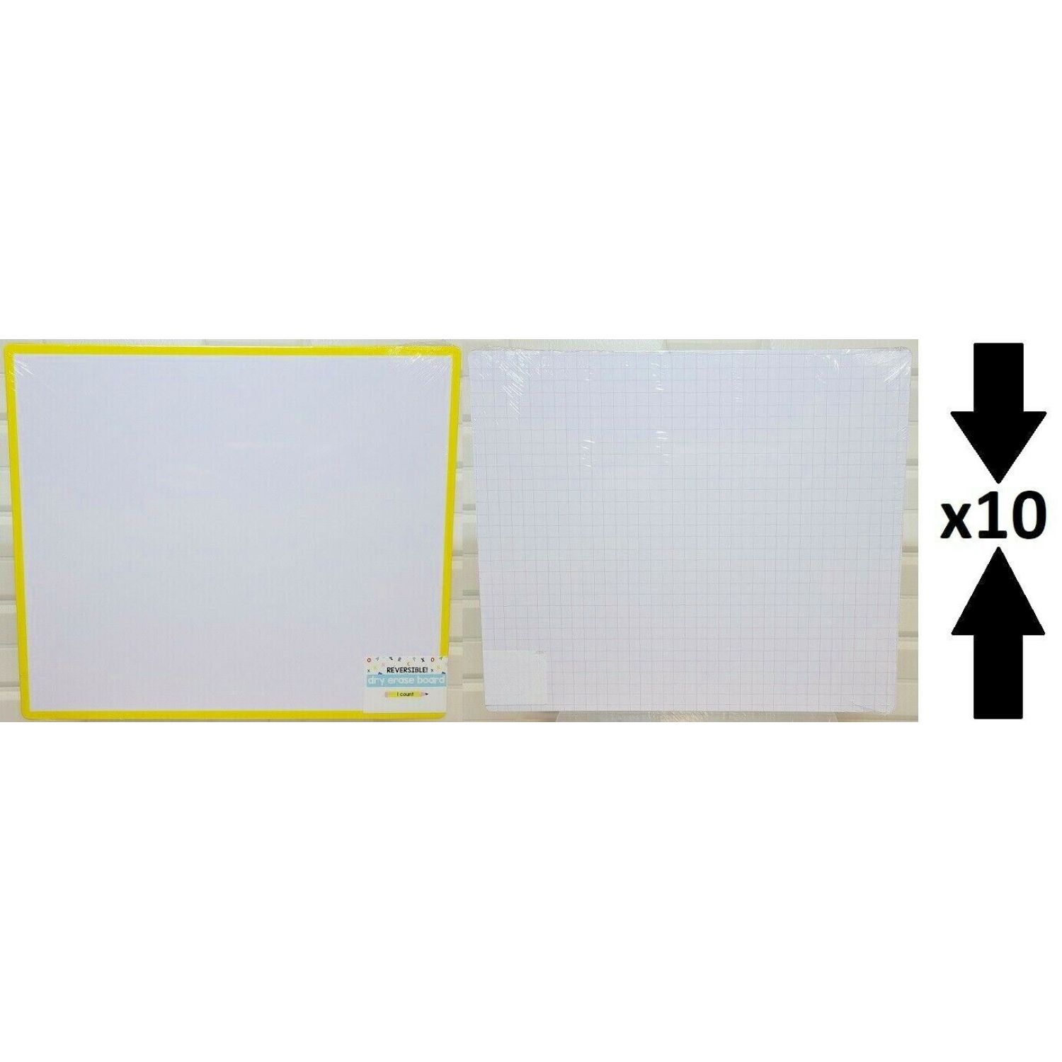 Classroom Reversible Dry Erase Board 10 Pack Blank & Grid Side 11.75" x