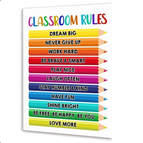 Classroom Rules Canvas Wall Art,Dream Big Educational Motivational Canvas Print Painting for Classroom Preschool Nursery Wall Decor