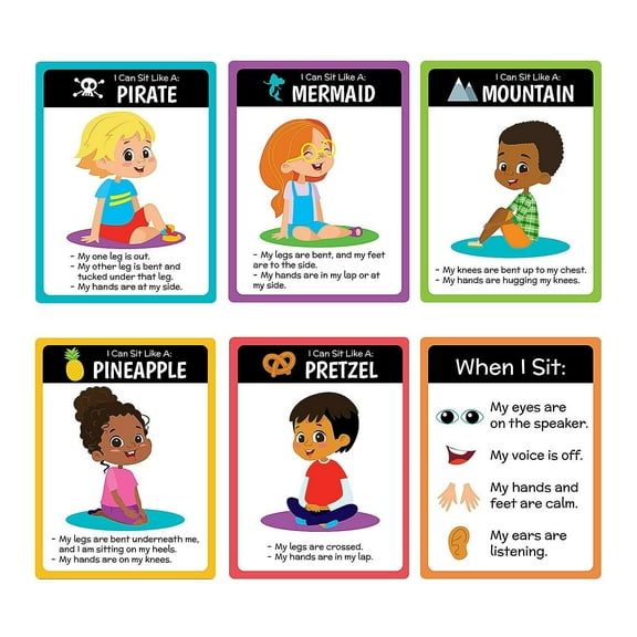 Classroom Rules Circle Time Sitting Expectations Posters - 6 Pc.