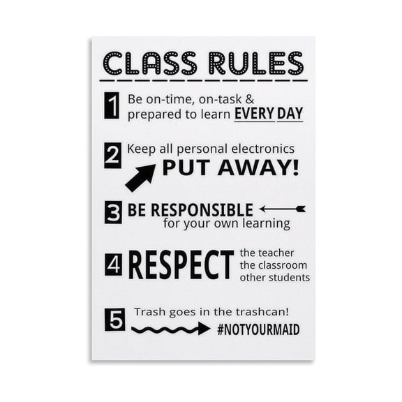 Classroom Rules Expectations Poster for Middle School Educational Wall Art Canvas Print Motivational Decor Teacher Supplies Positive Learning Environment