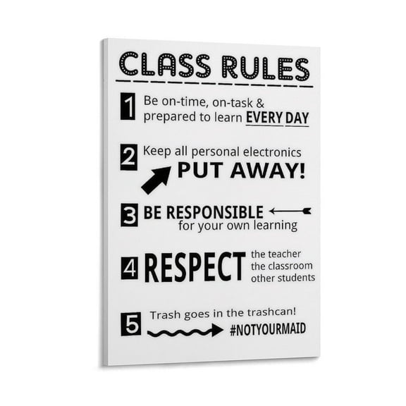 Classroom Rules Poster Class Rules Poster for Middle School Classroom Expectations Posters Canvas Poster Wall Art Decor Print Picture Paintings for Living Room Bedroom Decoration