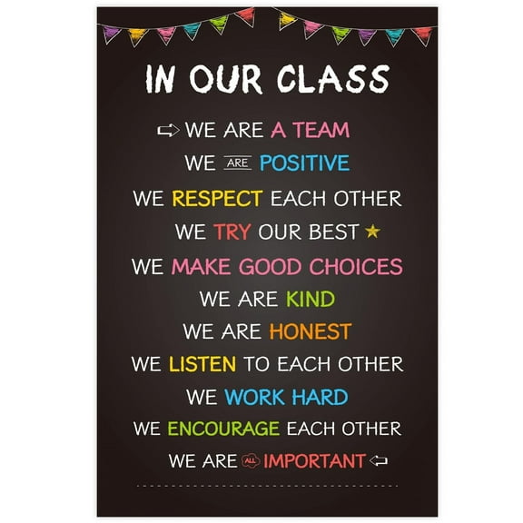 Classroom Rules Poster for Classroom Decorations, Large Back to School Decor Class Rule Posters for Preschool Middle High School Kindergarten Elementary Teacher Must Haves
