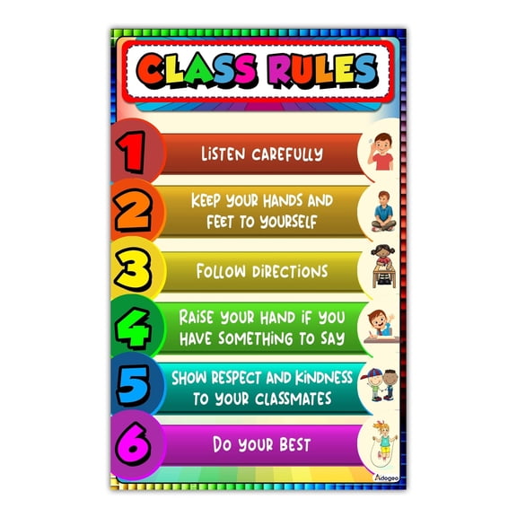 Classroom Rules Poster - Display of Class Guidelines for Elementary, Middle, High School & Homeschool - Promotes Positive Learning Environment poster