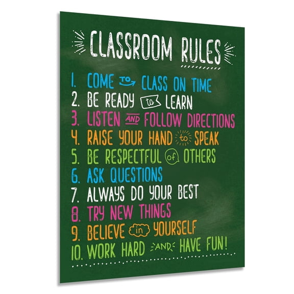 Classroom Rules Poster Laminated Motivational Behavior Expectations for Elementary, Middle & High School Class Decor Made Wall Art poster