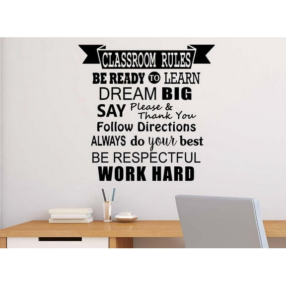 Classroom Rules Be Ready to Learn Dream Big Say Please & Thank You 23 x 23 Vinyl Wall Decal Sticker Art Decor School Office Classroom Love Student Motivational Inspirational Team Decorative Lettering