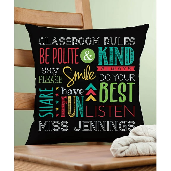 Classroom Rules Throw Pillow