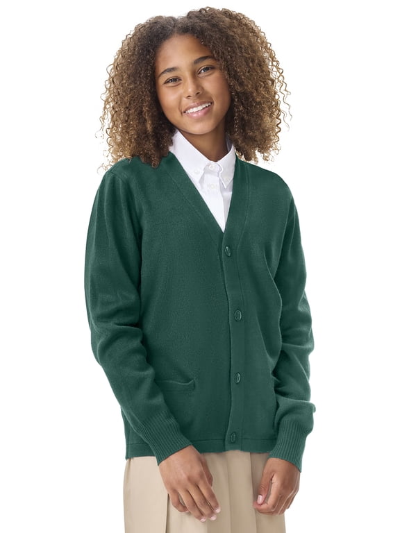 School Uniforms Adult Cardigan Sweater 56434, S, Hunter
