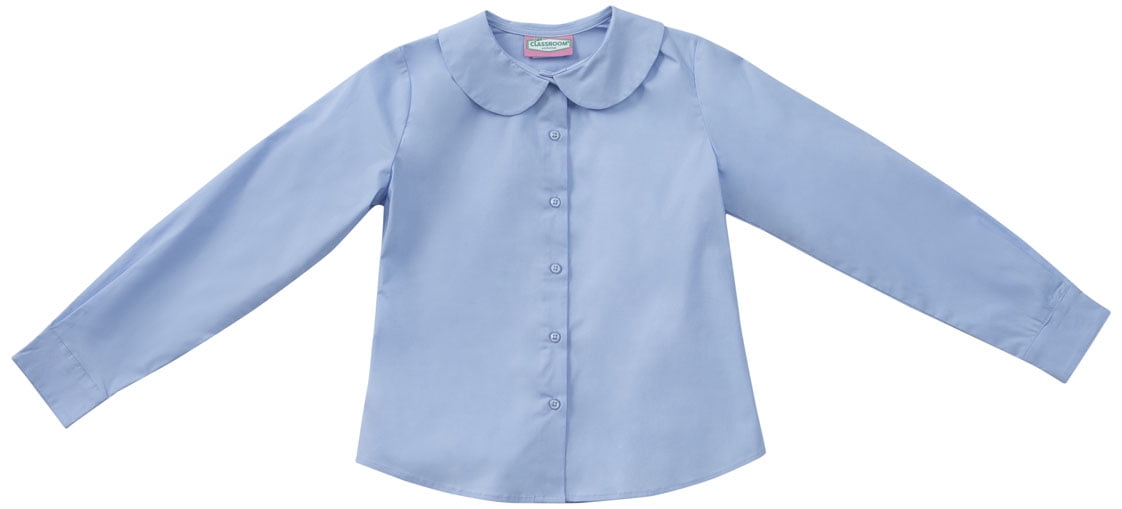 Long Sleeve Peterpan Collar Blouse with embroidered logo [GA026-351-BLUE] -  FlynnO'Hara Uniforms
