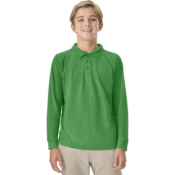 Classroom School Uniforms Adult Long Sleeve Pique Polo CR835X, 3XL, SS Kelly Green