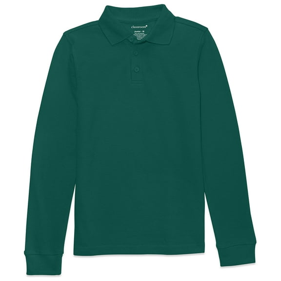 Classroom School Uniforms Adult Long Sleeve Pique Polo CR835X, L, SS Hunter Green