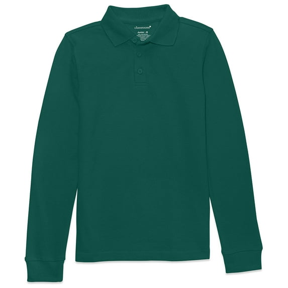 Classroom School Uniforms Adult Long Sleeve Pique Polo CR835X, M, SS Hunter Green