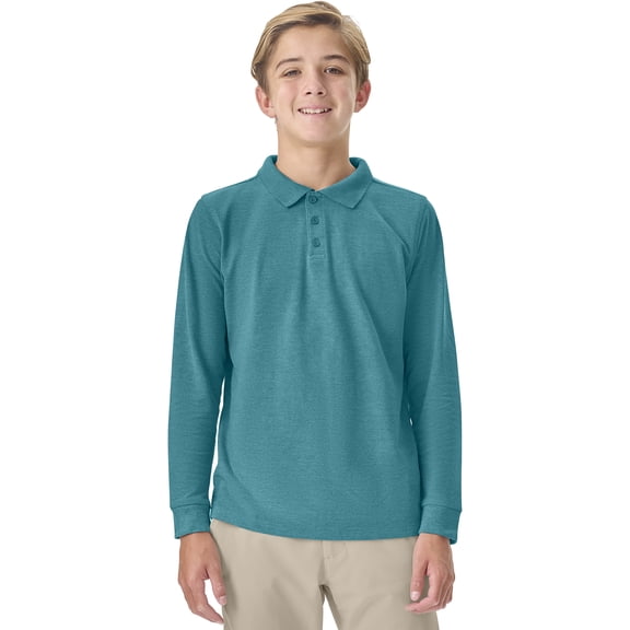 Classroom School Uniforms Adult Long Sleeve Pique Polo CR835X, S, Teal