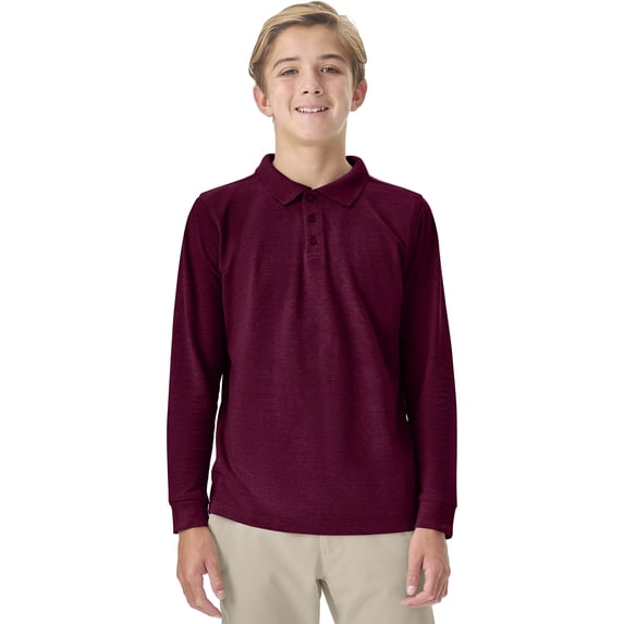 Classroom School Uniforms Adult Long Sleeve Pique Polo CR835X, XL, Burgundy
