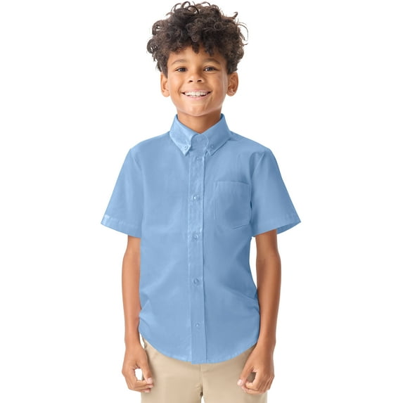Classroom School Uniforms Adult Short Sleeve Oxford Shirt 57664, 3XL, Light Blue