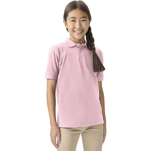 Classroom School Uniforms Adult Short Sleeve Pique Polo CR832X, L, Pink