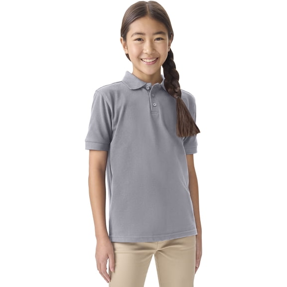 Classroom School Uniforms Adult Short Sleeve Pique Polo CR832X, M, Heather Gray