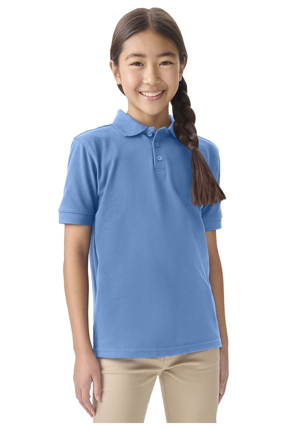 School Uniforms Adult Short Sleeve Pique Polo CR832X, S, Columbia Blue