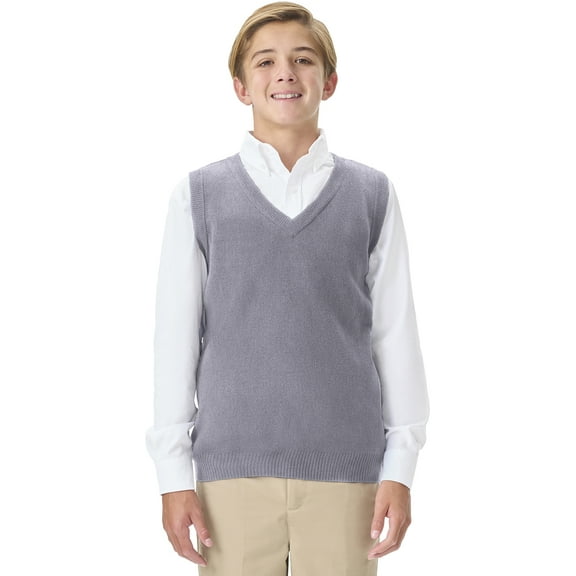 Classroom School Uniforms Adult V-Neck Sweater Vest 56914, M, Heather Gray