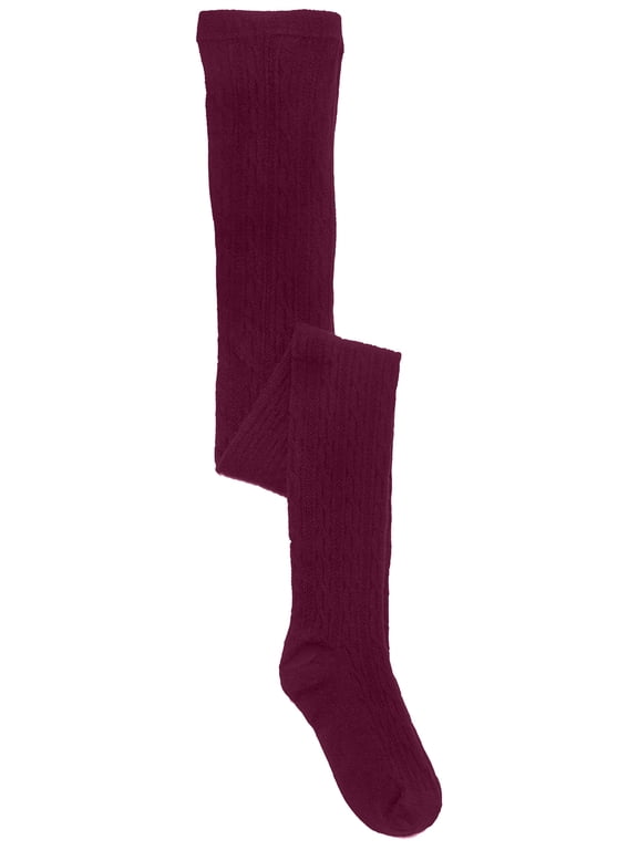 School Uniforms Big Kid Cable Knit Tights 5HF302, PET, Burgundy