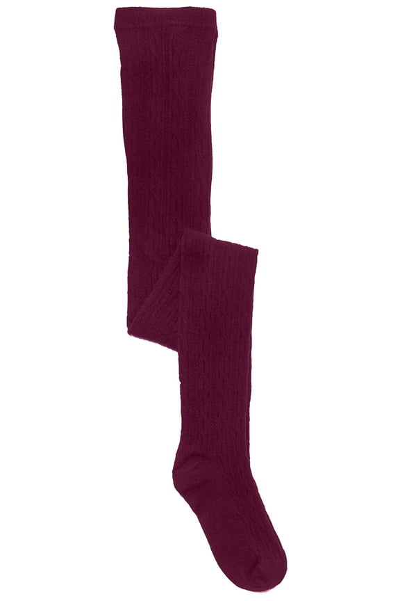 School Uniforms Big Kid Cable Knit Tights 5HF302, TALL, Burgundy