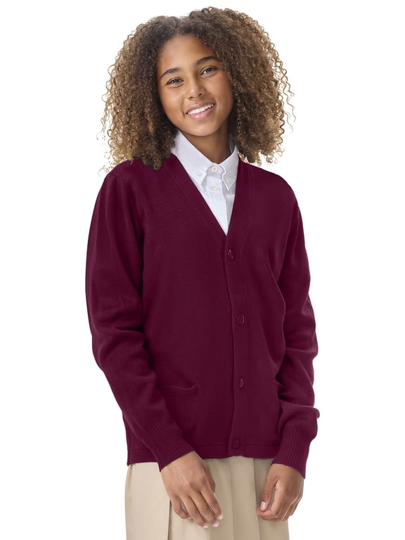 School Uniforms Big Kid Cardigan Sweater 56432, M, Burgundy