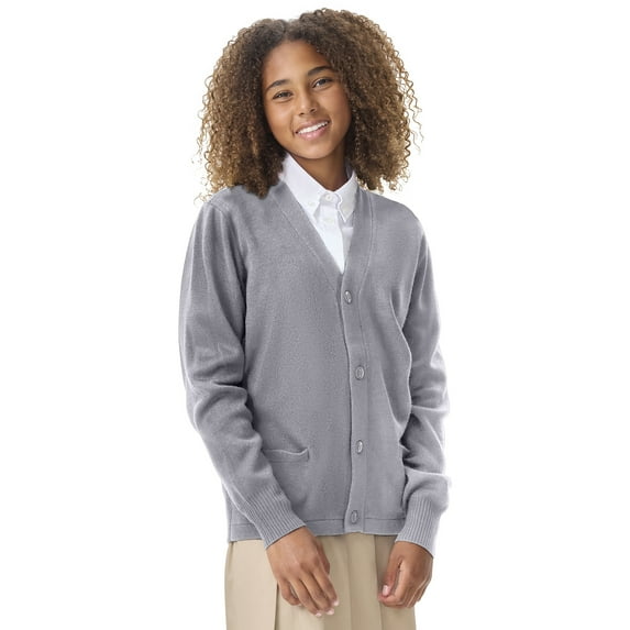 Classroom School Uniforms Big Kid Cardigan Sweater 56432, S, Heather Gray