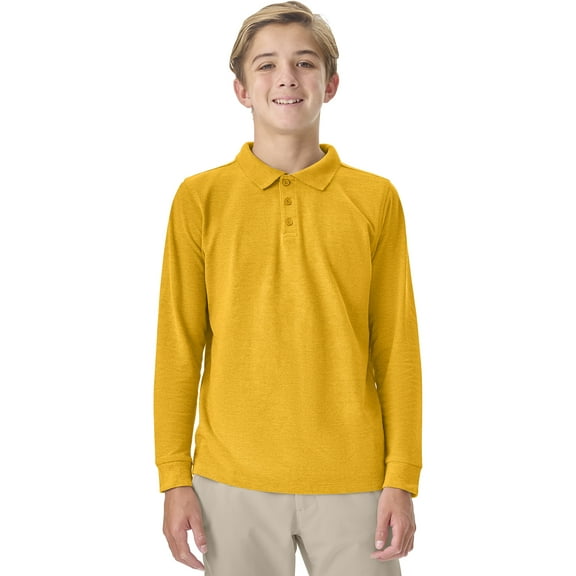 Classroom School Uniforms Big Kid Long Sleeve Pique Polo CR835Y, XL, Gold