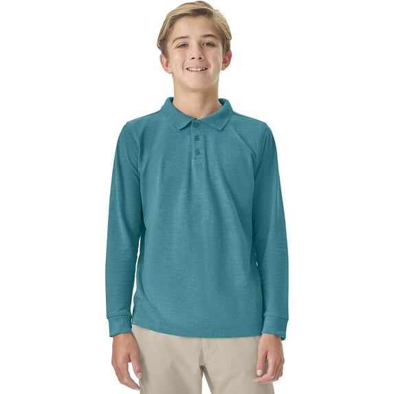 Classroom School Uniforms Big Kid Long Sleeve Pique Polo CR835Y, XL, Teal
