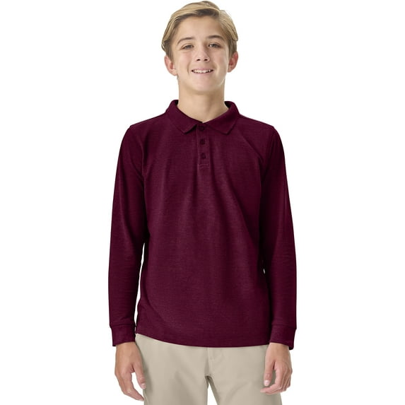 Classroom School Uniforms Big Kid Long Sleeve Pique Polo CR835Y, XS, Burgundy