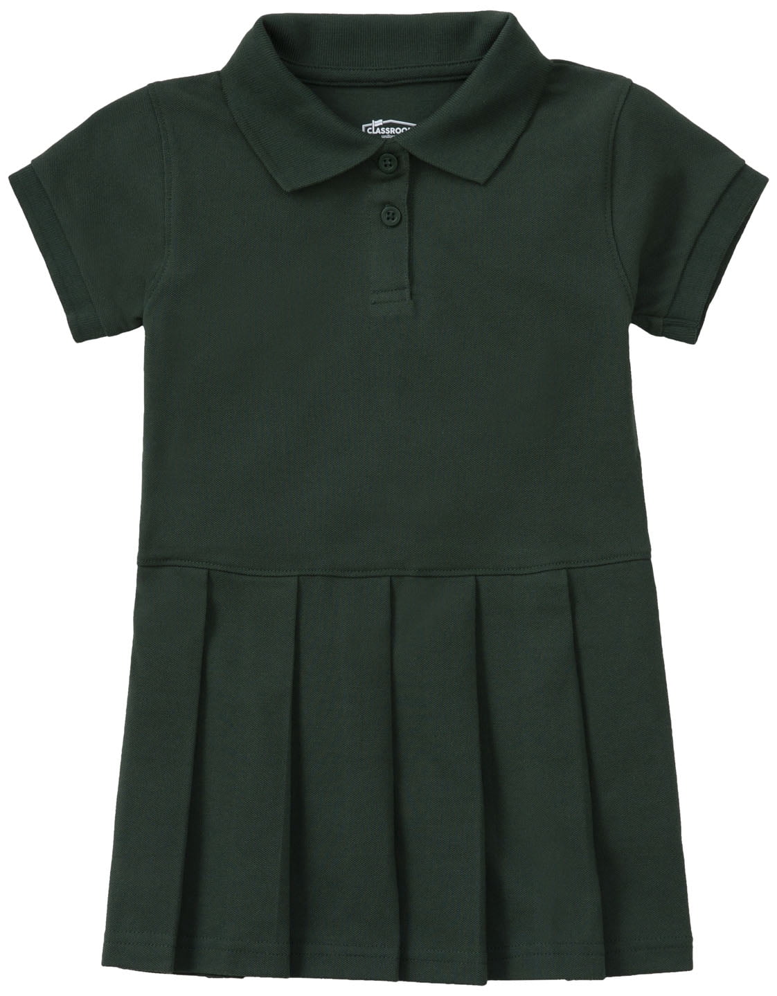 Classroom School Uniforms Toddler Pique Polo Dress with Pleated Skirt, 2T,  SS Hunter Green - Walmart.com