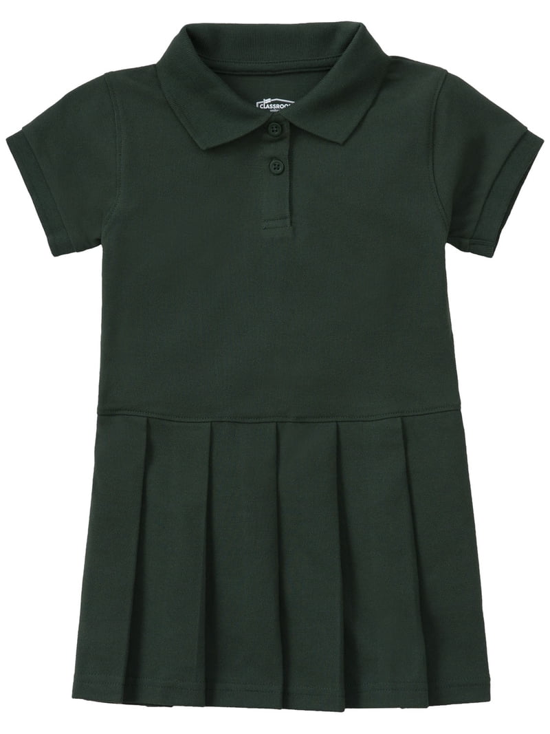 Classroom School Uniforms Toddler Pique Polo Dress with Pleated Skirt, 2T,  SS Hunter Green - Walmart.com