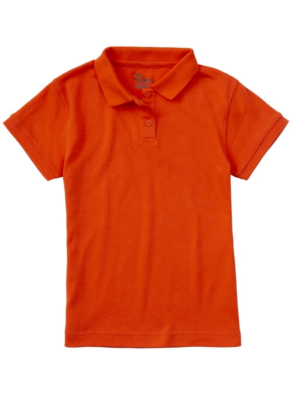 Classroom School Uniforms Big Kid Short Sleeve Fitted Interlock Polo 58582, M, Orange