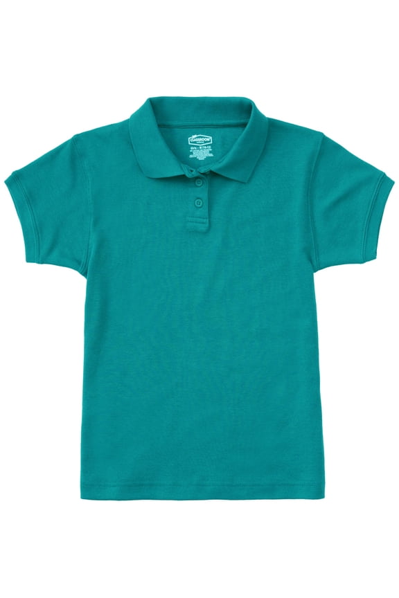 School Uniforms Big Kid Short Sleeve Fitted Interlock Polo 58582, S, Teal
