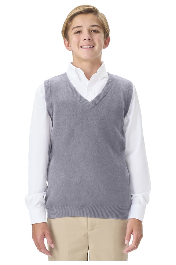 School Uniforms Big Kid Sweater Vest 56912, M, Heather Gray