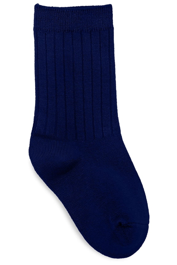 School Uniforms Little Kid Rib Crew 3 Pack Socks 5HM001, L, Dark Navy