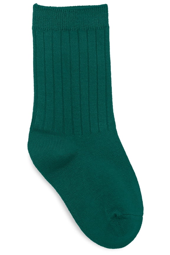 School Uniforms Little Kid Rib Crew 3 Pack Socks 5HM001, S, Hunter