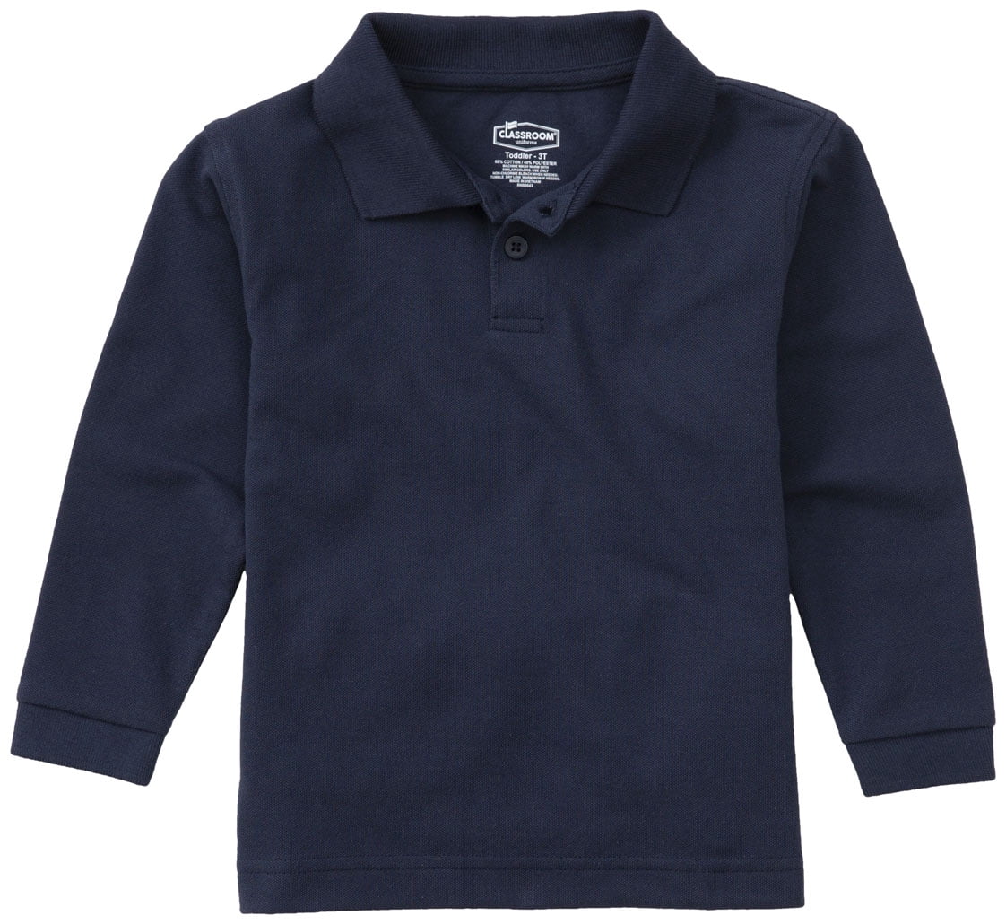 Classroom School Uniforms Toddler Long Sleeve Pique Polo CR835D, 3T